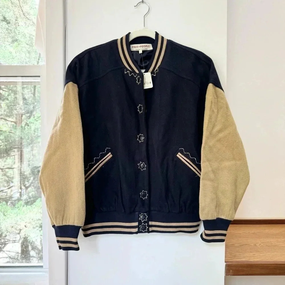NWT Free People Home Run Varsity Bomber Jacket - Picture 13 of 16